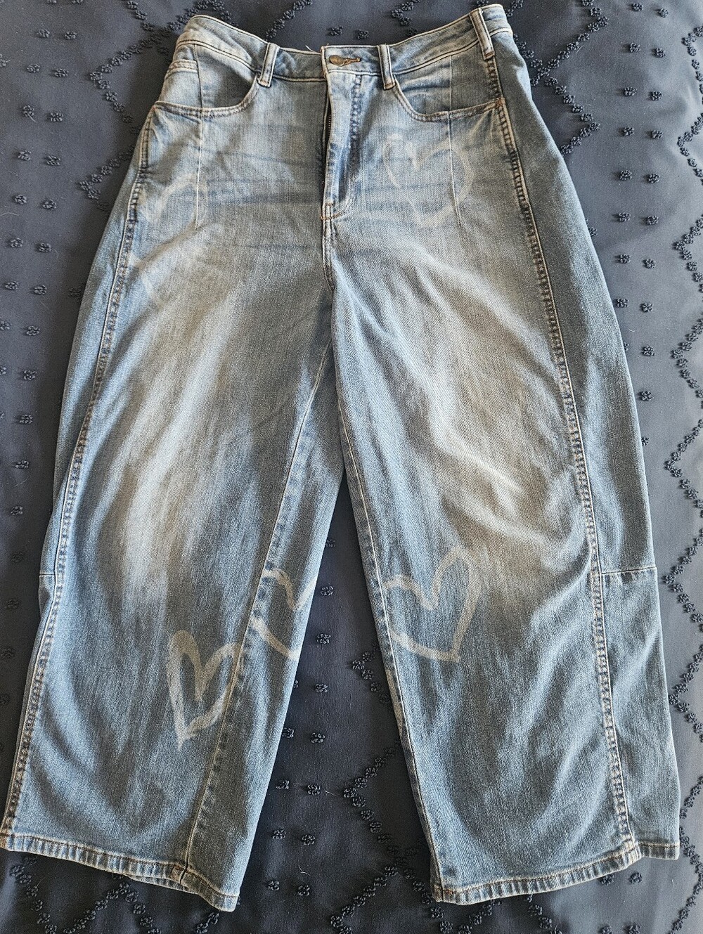 Pilcro Light Blue Wide-Leg Jeans with Heart Graphics - Picture 5 of 9